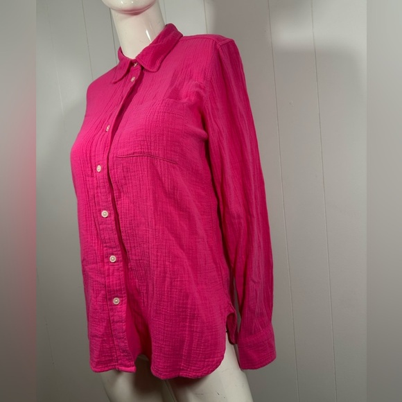 J Crew Shirt Womens Sz XS Classic Button Front Pocket Crinkle Cotton Re-Imagined - Picture 3 of 12